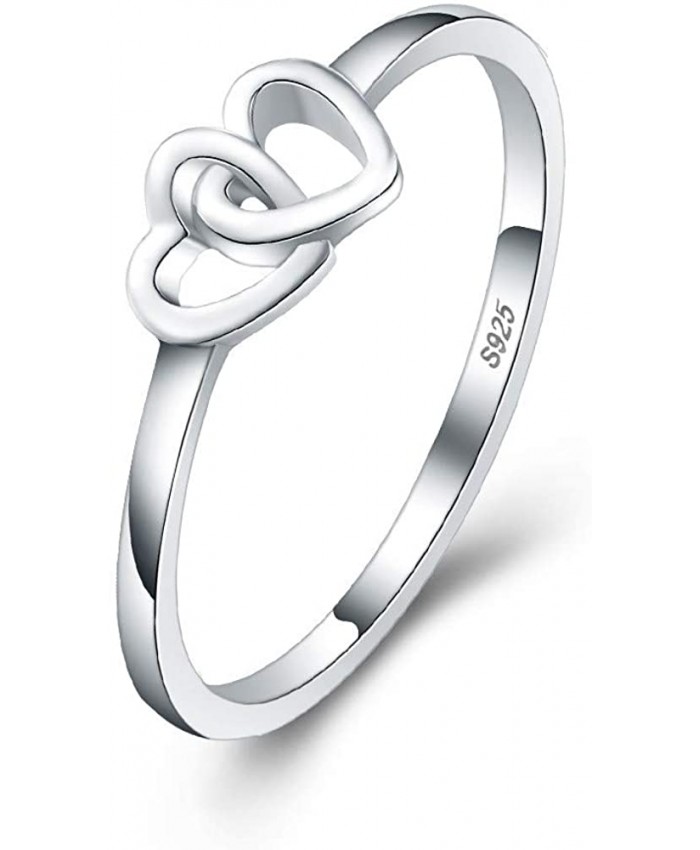 LGSY Double Heart Rings for Women Sterling Silver