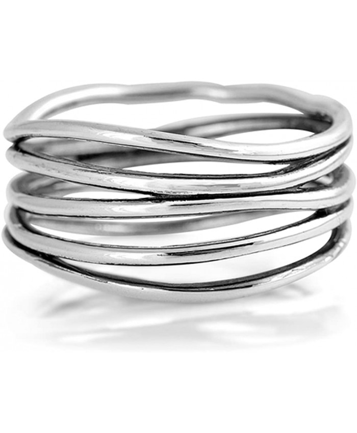 Oxidized Stacked Bar Knot Wide Wedding Ring New 925 Sterling Silver Open Band Sizes 4-13