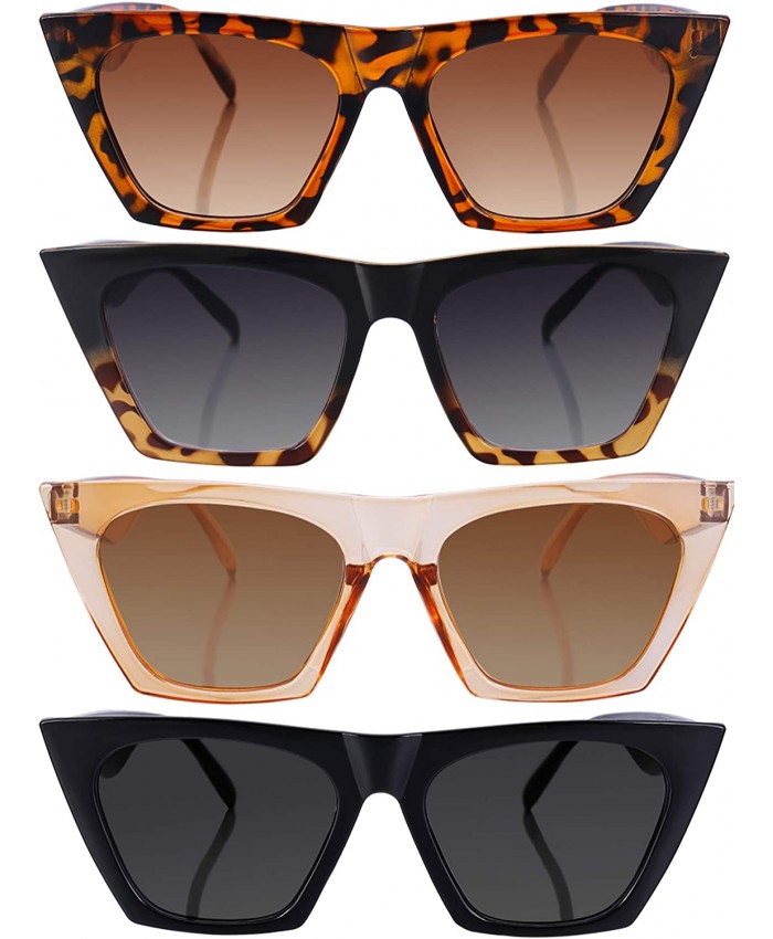 4 Pairs Vintage Square Cat Eye Sunglasses Unisex Mirrored Glasses Retro Cateye Sunglasses for Women and Men