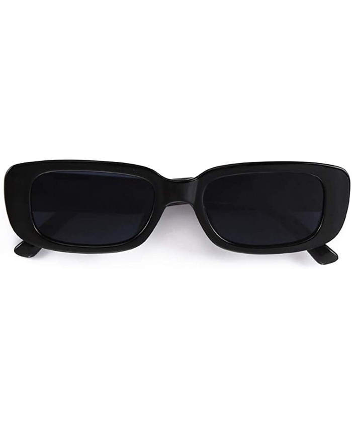 BOJOD Rectangle Sunglasses for Women Men Fashion Trendy Chunky Frame 90s Rectangle Sunglasses Black