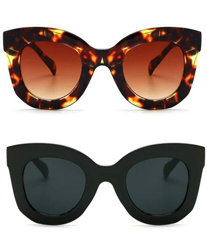 Butterfly Sunglasses Semi Cat Eye Glasses Plastic Frame Clear Gradient Lenses Black + Tortoiseshell Brown 45MM