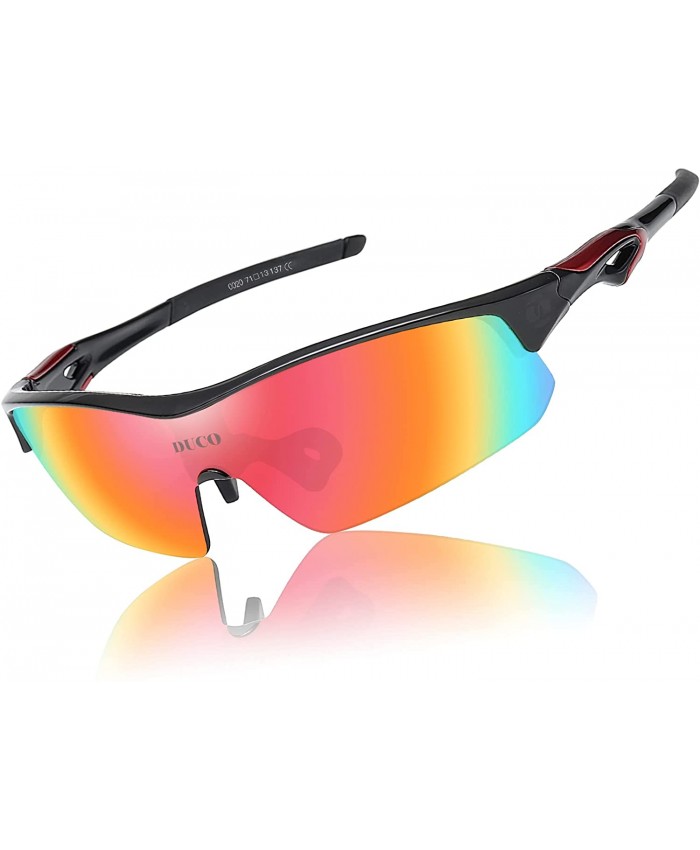 DUCO Polarized Sports Cycling Sunglasses for Men with 5 Interchangeable Lenses for Running Golf Fishing Hiking Baseball