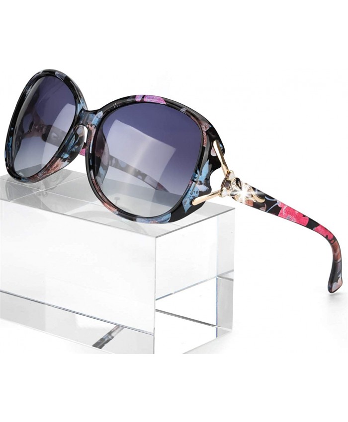 FIMILU Classic Oversized Sunglasses for Women Polarized 100% UV400 Protection Lenses Ladies Fashion Retro HD Sun Glasses A0 Floral Frame Oversized Polarized Sunglasses