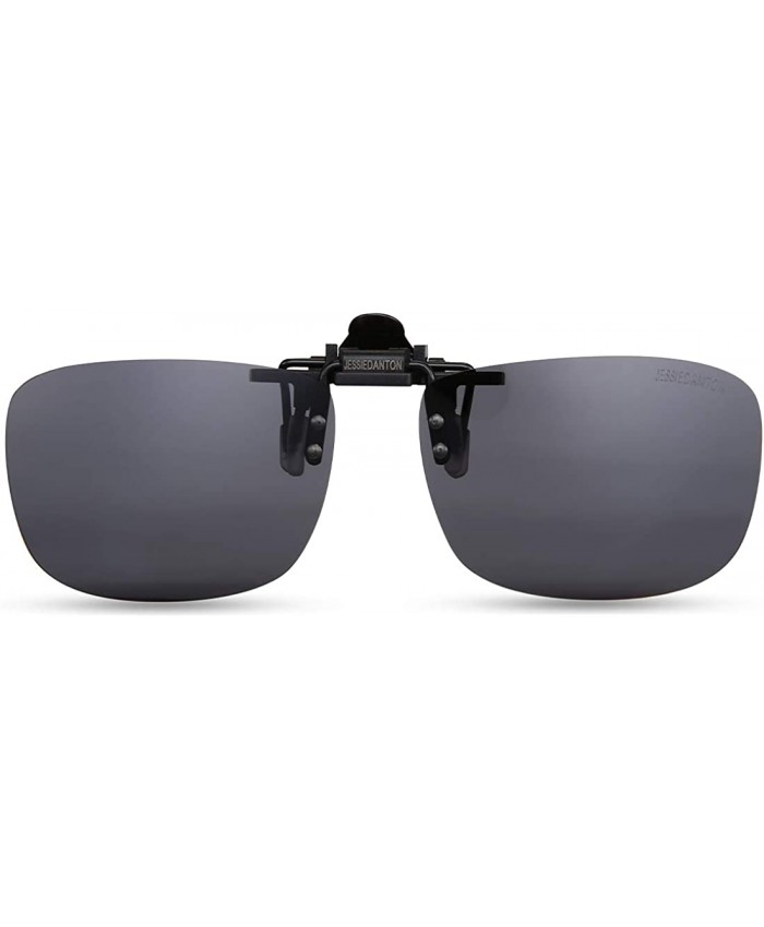 JESSIEDANTON Polarized Clip-on Flip Up Metal Clip Rimless Sunglasses Lightweight XL Size Black Lens