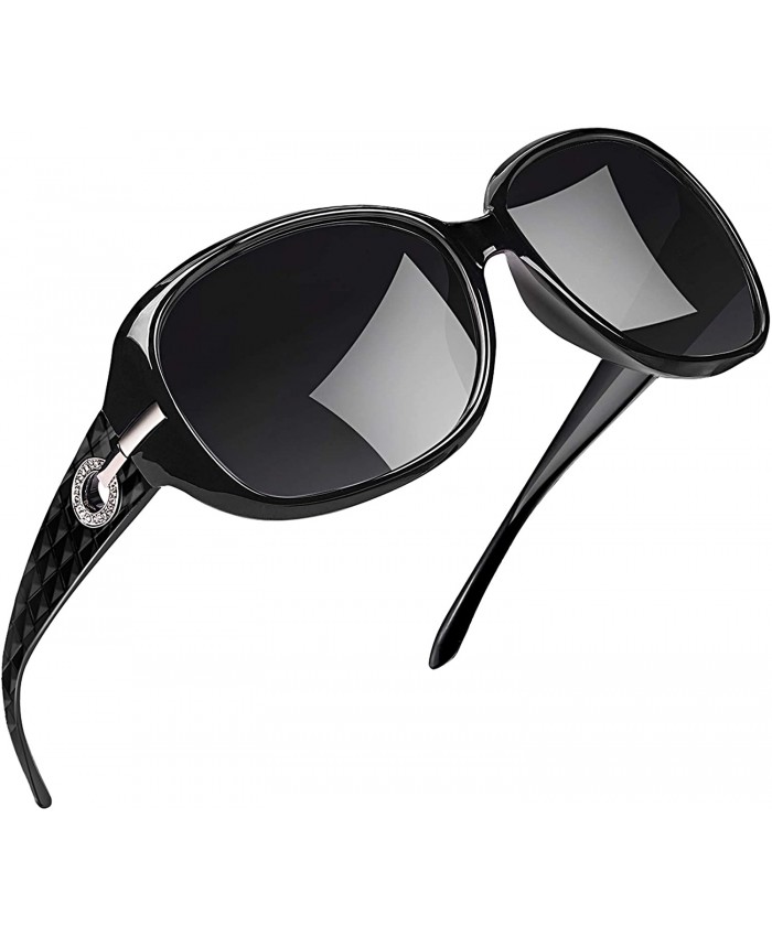 Joopin Polarized Sunglasses for Women Vintage Big Frame Sun Glasses Ladies Shades Black Simple package Black