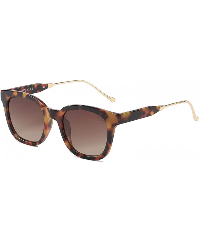 SOJOS Classic Square Polarized Sunglasses Unisex UV400 Mirrored Glasses SJ2050 Tortoise Gradient Brown