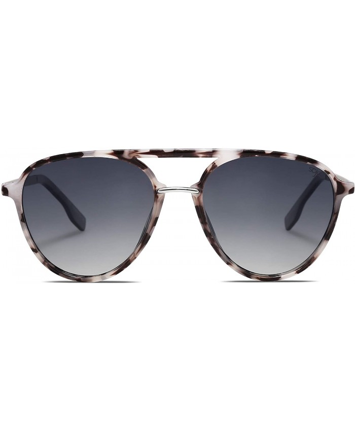 SOJOS Oversized Polarized Sunglasses for Women Men Aviator Ladies Shades SJ2078 with Grey Tortoise Frame Gradient Light Blue Lens