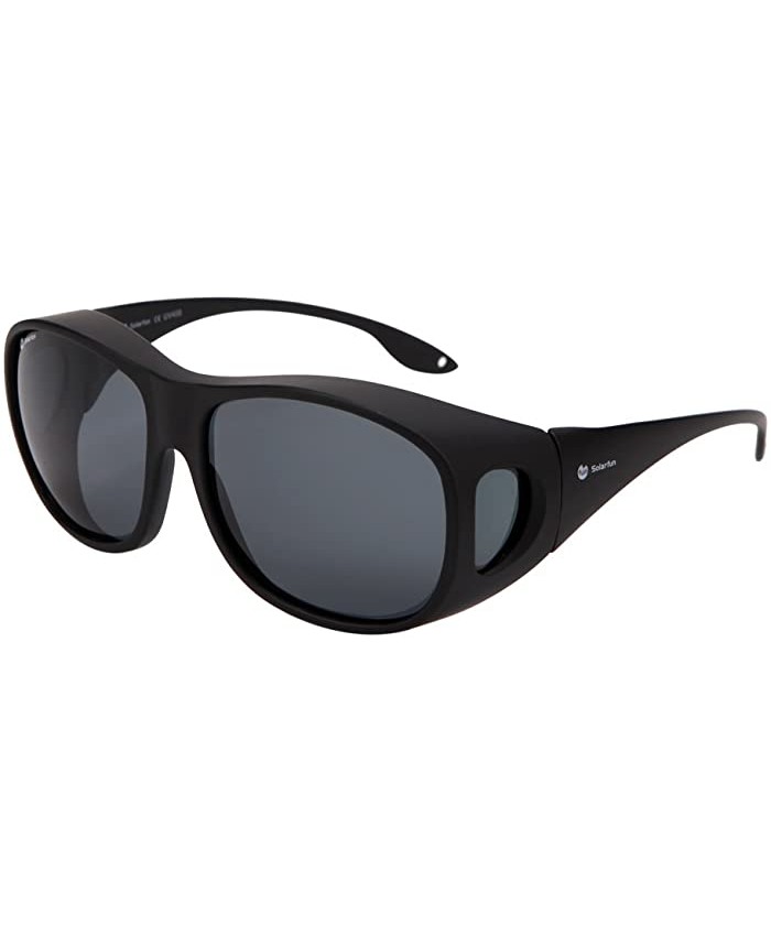 Solarfun Polarized Fit Over Glasses Sunglasses Wrap Around Solar Reduce Shield for Men and Women's Driving Black