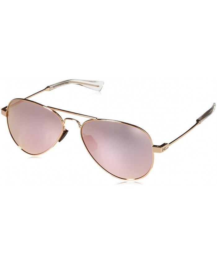 Under Armour Getaway M Sunglasses Aviator Gloss Rose Gold Gray with Pink Mirror