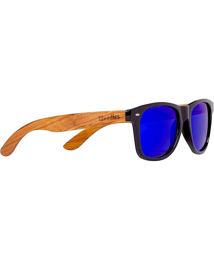 WOODIES Polarized Zebra Wood Sunglasses for Men and Women | Blue Polarized Lenses and Real Wooden Frame | 100% UVA UVB Ray Protection at Men’s Clothing store