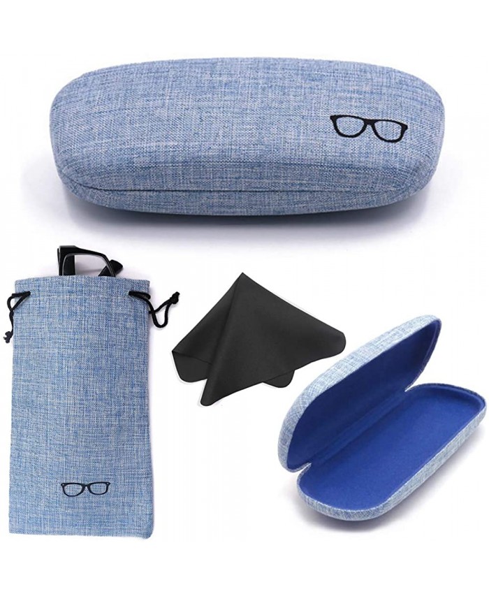 1 Set Hard Shell Eyeglasses Case Glasses Protection Case Spectacle Case with Glasses Pouch and Cleaning Cloth BLUE at  Women’s Clothing store