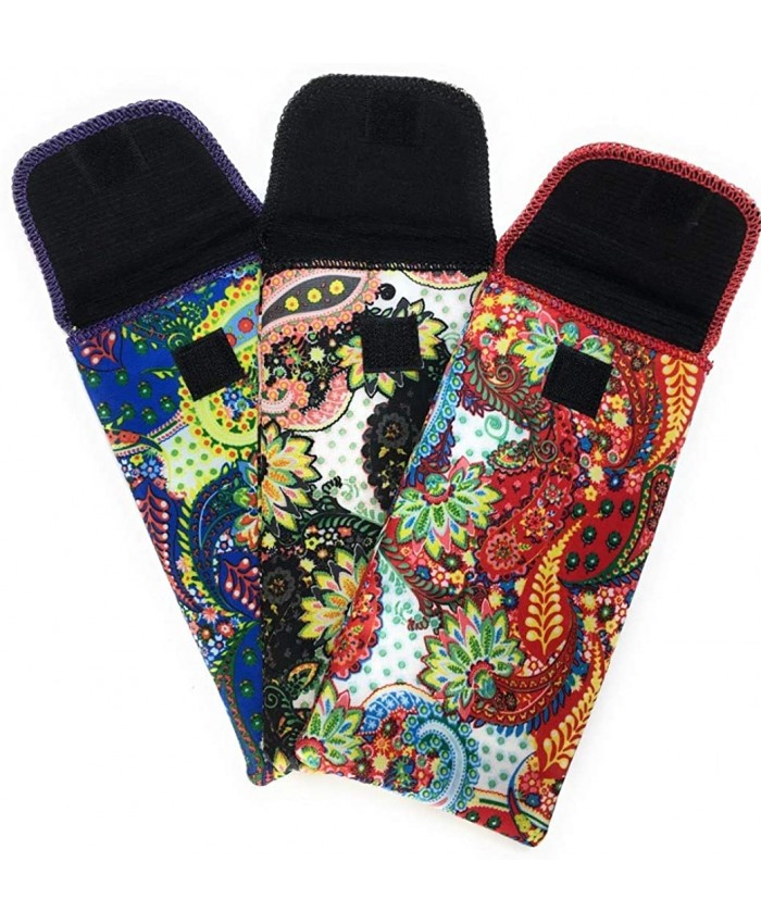 3 Pack Soft Eyeglass Slip in Cases With Top Closure Fully Protects Glasses Bold Paisley at Women’s Clothing store