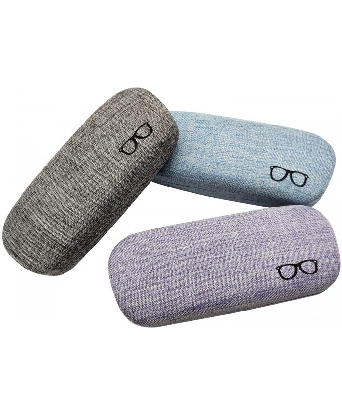 3Pack Hard Shell Eyeglasses Case Protector Linen Fabrics Large Glasses Case Concise at  Men’s Clothing store