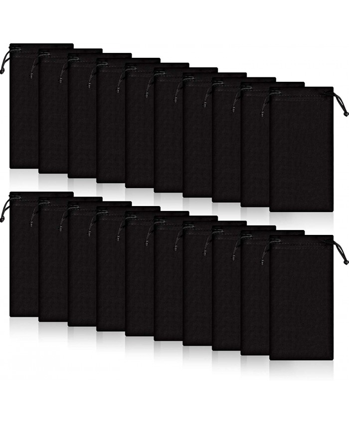 40 Pack Microfiber Case Pouch Bag Glasses Sunglasses Case with 2 Pieces Cleaning Cloth Black