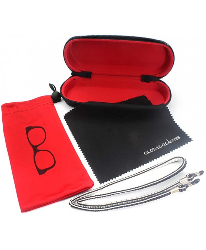 Eyeglasses Case Set Includes Case Pouch Chain and Cleaning Cloth Red at  Women’s Clothing store