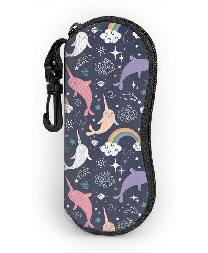 Rainbow Narwhal Eyeglasses Soft Case Colorful Stars Clouds Sunglasses Case Soft Neoprene Eyewear Bag With Zippr Hook at  Men’s Clothing store