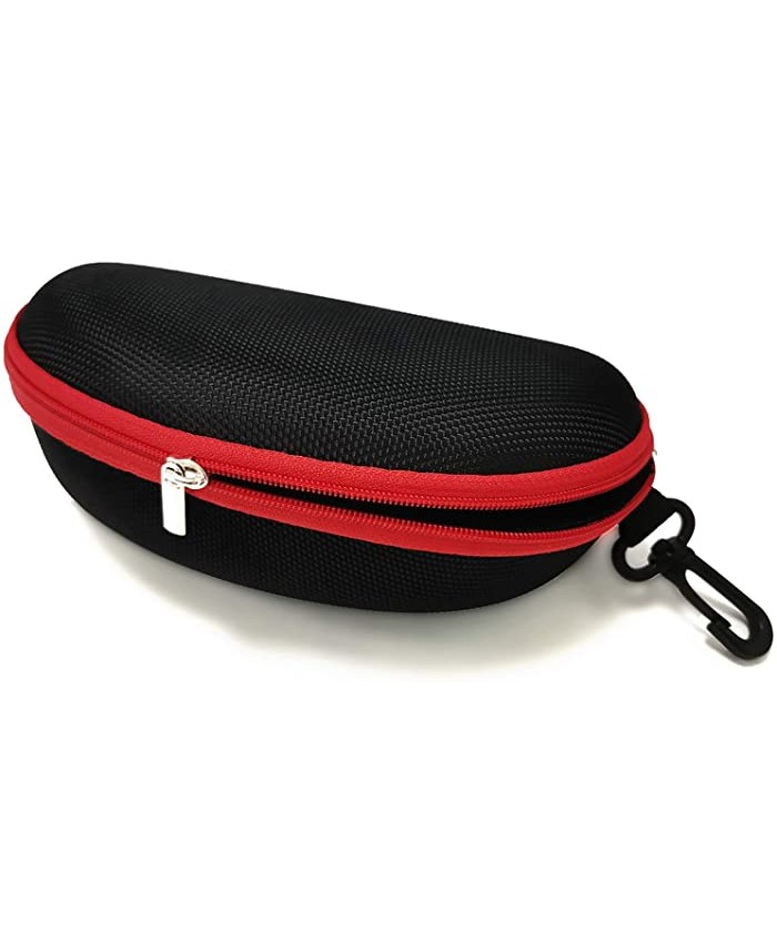 Sunglass Case for Women Portable Sunglasses Hard Case with Plastic Carabiner Hook and Cleaning Cloth Use for Handbag Backpack or Tote Bag Red
