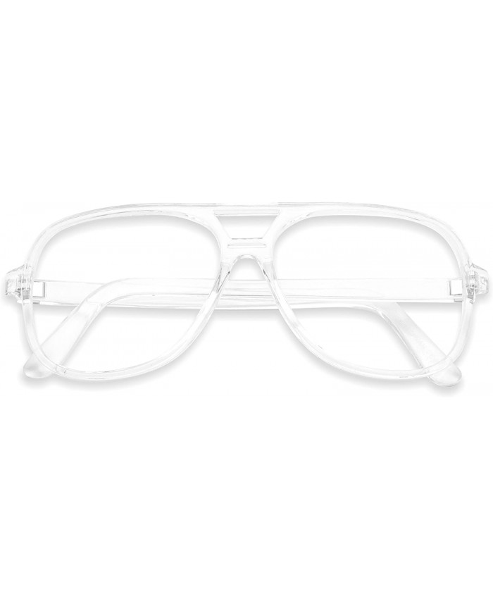 SunglassUP - Over Sized Round Thin Nerdy Fashion Clear Lens Aviator Eyewear Glasses Clear Clear