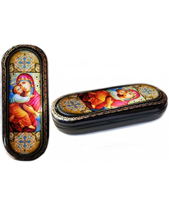 Virgin Mary Icon Hard Eyeglass Case Box With Virgin of Vladimir Russian Icon Lacquered Box at  Men’s Clothing store