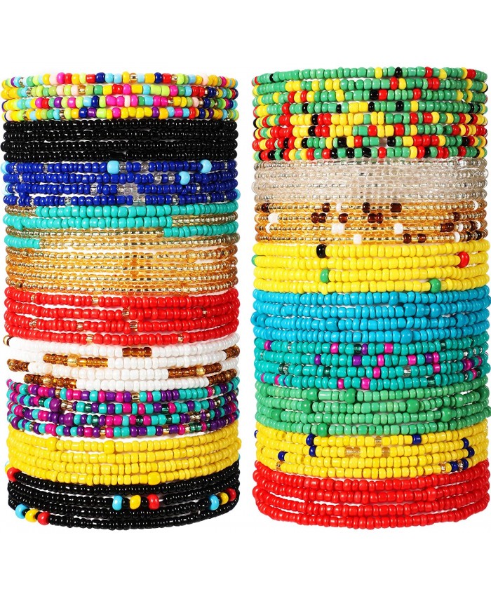 20 Pieces Waist Beads African Belly Bead Body Chain Jewelry for Women Colorful 80 cm