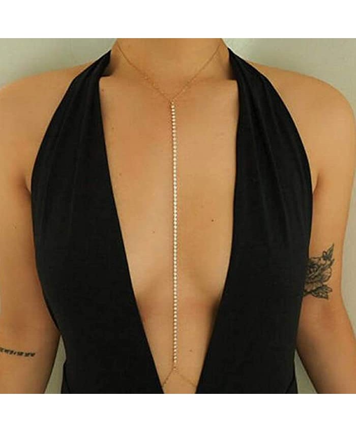 Chicque Rhinestone Body Chains Sexy Belly Chain Beach Body Jewelry for Women and Girls Glod