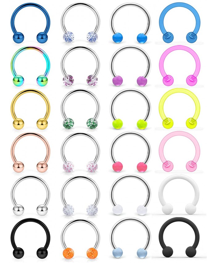 Cisyozi 16G Septum Jewelry Surgical Steel Horseshoe Nose Septum Rings Piercing Jewelry Cartilage Helix Tragus Rook Daith Earring Hoop Lip Horseshoe Piercing Jewelry Retainer for Women Men 10mm