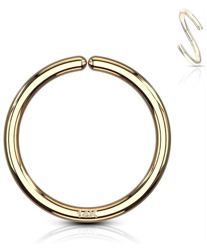 Forbidden Body Jewelry 20g 8mm Solid 14K Yellow Gold Hoop Ring for Nose and Cartilage Piercings