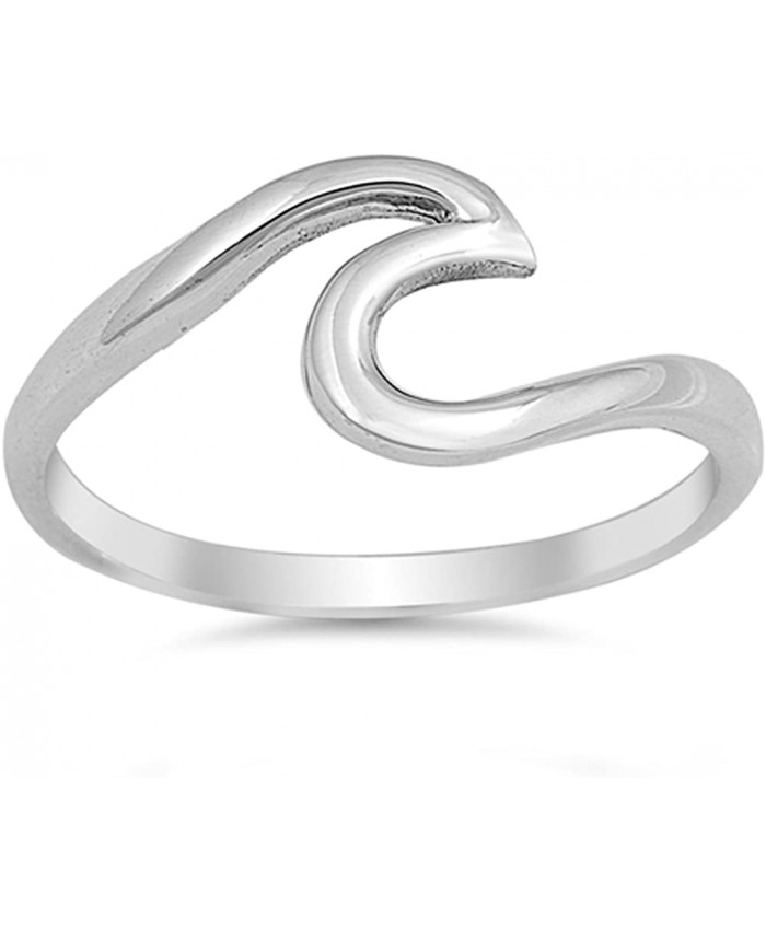 Wave Polished Cute Fashion Ring New .925 Sterling Silver Toe Band Size 7