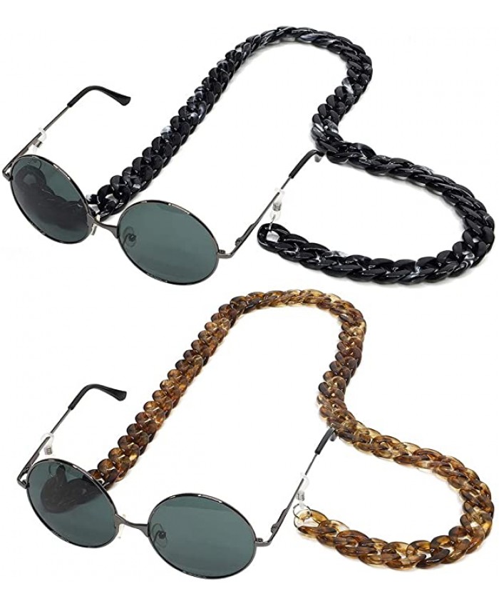 2 Pieces Acrylic Sunglasses Chain Eyeglass Holder Men Women Hanging Neck Chain Eyeglasses Retainer Strap