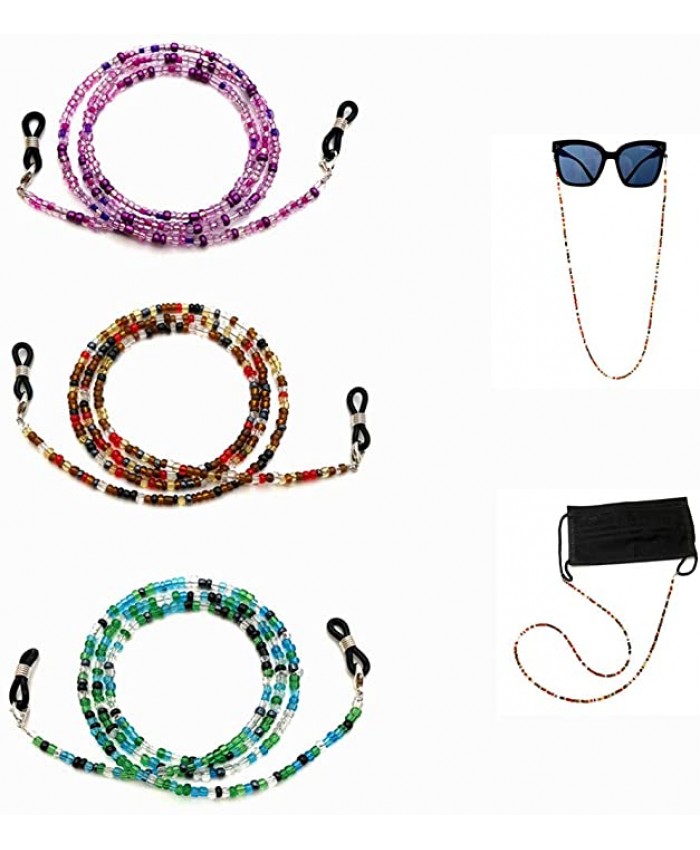 3 PCS Bead Eyeglass Chain for Women Lanyard Sunglasses Holder for Glasses Retainer Eyewear Retainer Strap Necklace for glasses hanging 3 PCS Mix color A