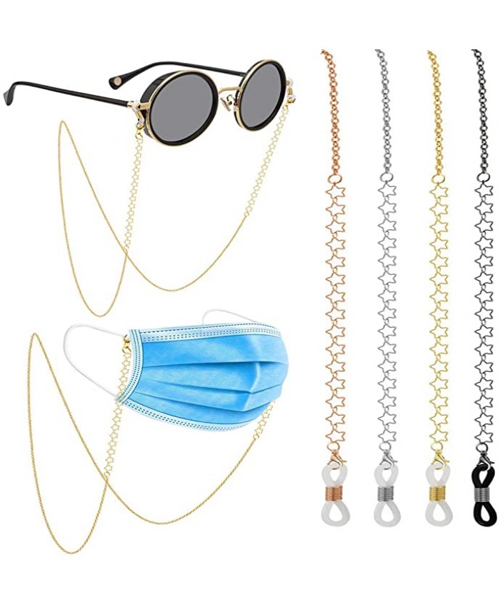 4Pcs Glasses Chain Masks Holder - Eyeglass Strap Neclace Chains Holders Mask Lanyards for Women