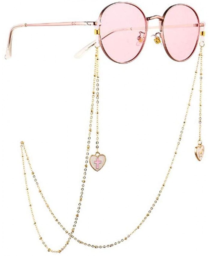 Blufly Heart Glasses Chain Gold Animal Eyeglass Chain Cross Dangle Glasses Holder Strap Lanyards Jewelry for Women and Girls at Women’s Clothing store