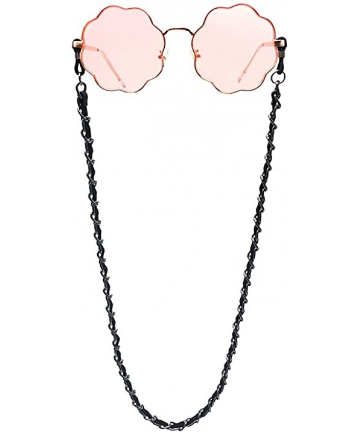DECKER Eyeglass Chain leather Sunglasses Holder Designer Trendy Fashion Eyewear Retainer Strap Necklace glasses hanging for Women and Men Black
