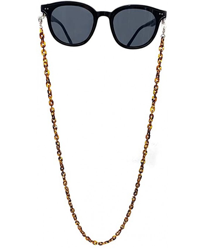 DECKER Thin Acrylic Eyeglass Chain Sunglasses Holder Designer Trendy Fashion Eyewear Retainer Strap Necklace glasses hanging for Women Marble brown