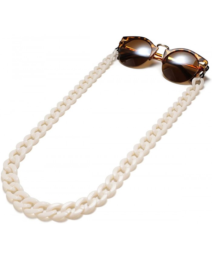 HALUNHL Women's Cute Twist Link Acrylic Eyeglass Chain Marble Texture- Sunglasses Holder -Eyewear Retainer Strap Beige