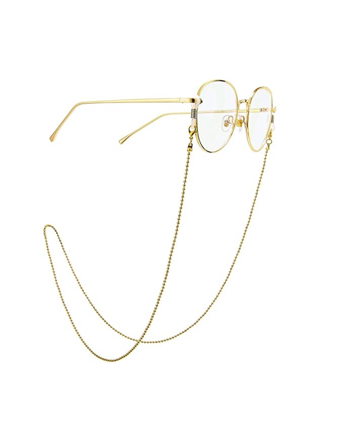 Jovono Bohe Glasses Chains Gold Eyeglasses Chain Bead Sunglass Retainer Strap Beaded Eyeglass Strap Holder Face Mask Lanyard for Women and Girls
