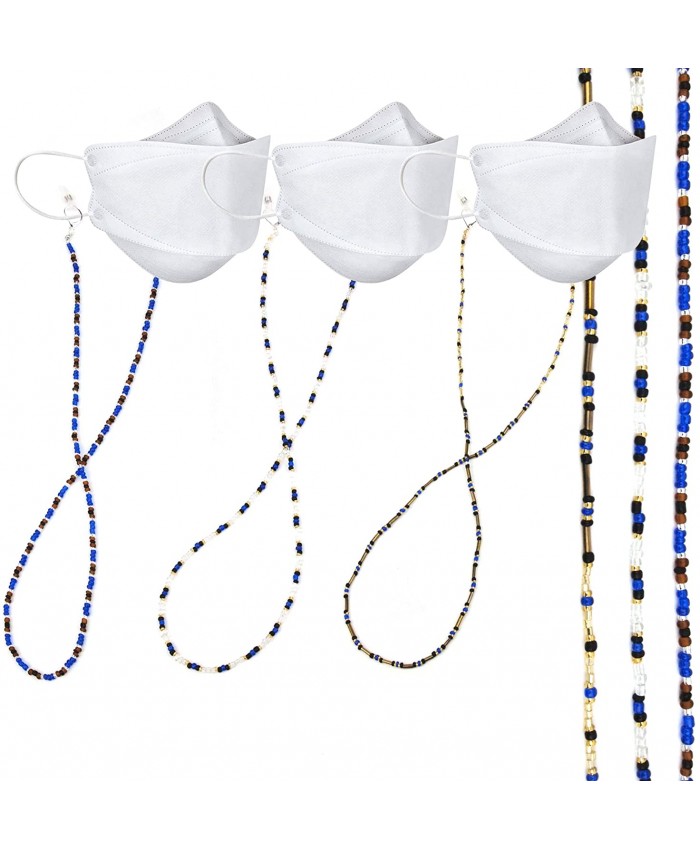 KICH 3PCs Beaded Mask Chain Eyeglass Chain - 100% Handmade Anti-lost Mask Fashionable Multi-purpose Suitable for All Blue at  Women’s Clothing store