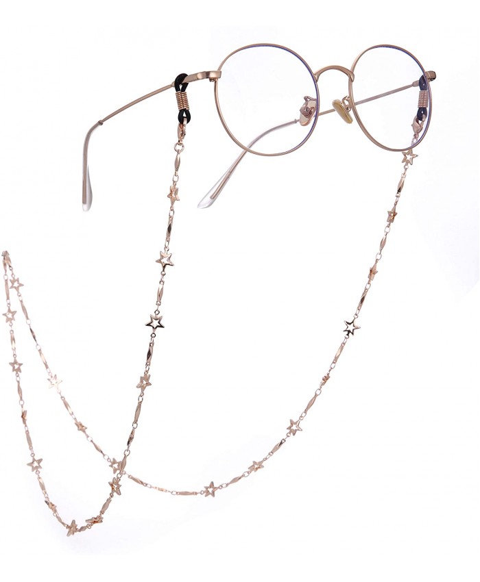 LIKGREAT 2pcs Pentacle Eyeglass Chain Holder for Women Long Necklace Sunglass Cords Gold pcs