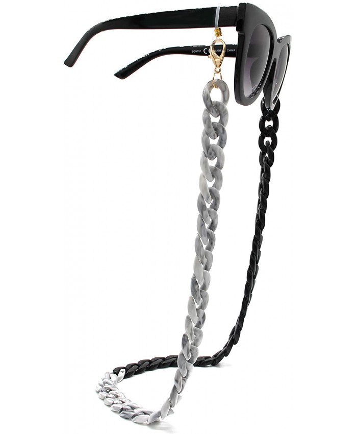 milk + sass mask chain holder and sunglasses chain large size marble black link chain holder two tones at  Women’s Clothing store