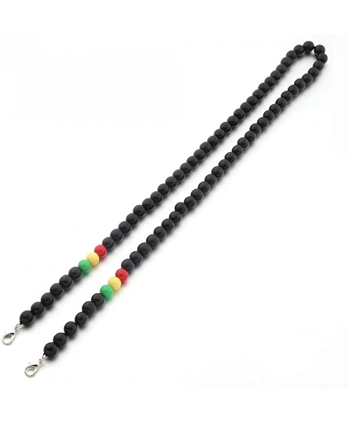 Pingyongchang Colorful Natrual Wooden Multicolor Beads Lanyards Strap Multifunction Face Cover Retainer Hanger Keeper Holder Around Neck Handy Ear Saver Chain Necklace for Women Men Jewelry-E Black
