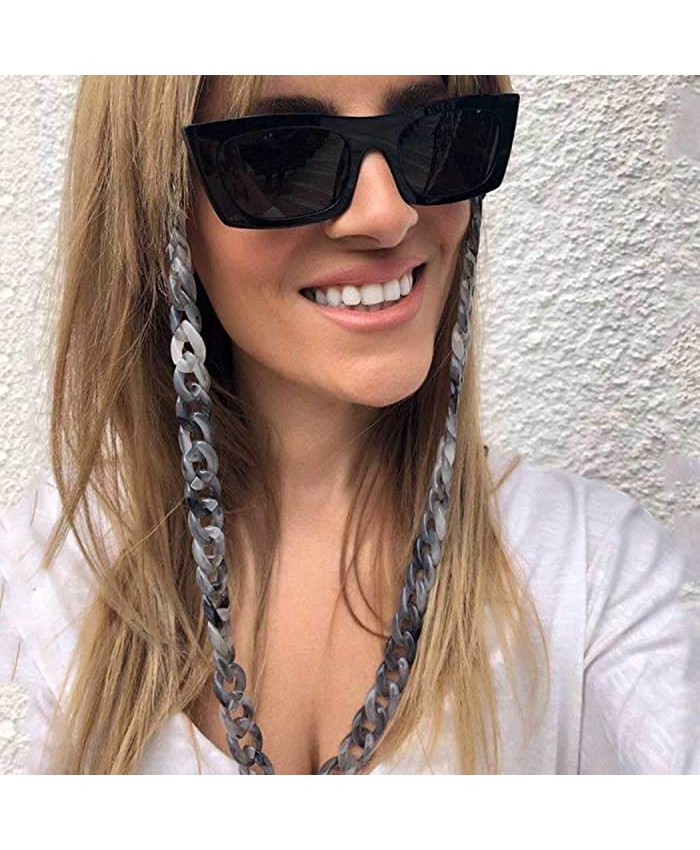 Ursumy Black Glasses Necklace Acrylic Eyeglasses Holder Strap Marble Texture Sunglasses Chain Eyewear Retainer for Women