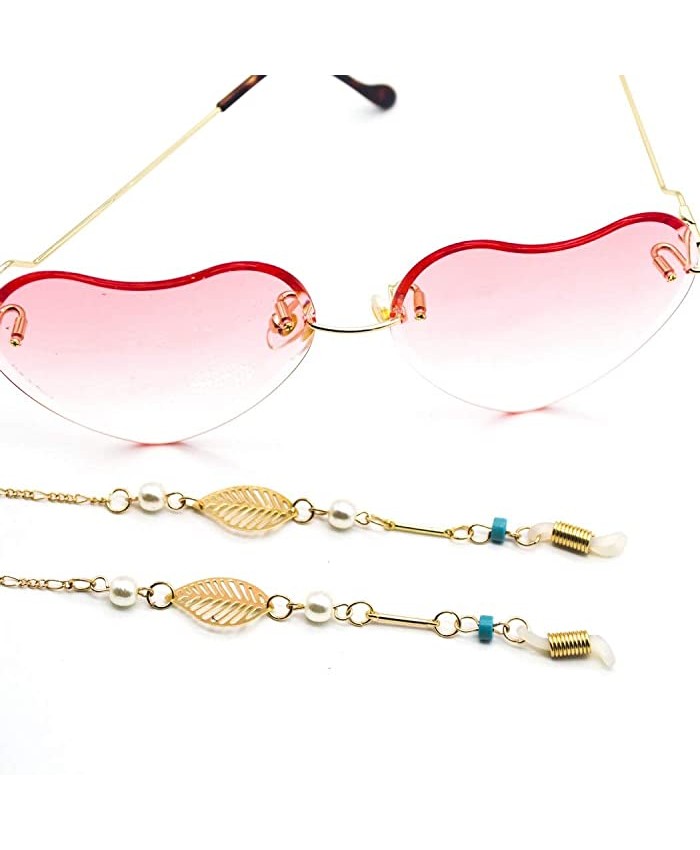 Ursumy Vintage Eyeglasses Necklace Pearl Sunglasses Holder Strap Leaves Glasses Chain for Women Gold
