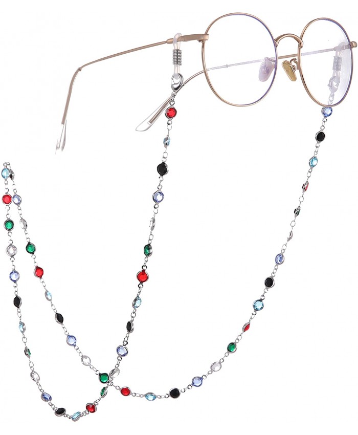 VASSAGO Colorful Beaded Link Eyeglasses Chain Fashion Sunglasses Necklace Chain Reading Glasses Holder for Women Silver Style 2