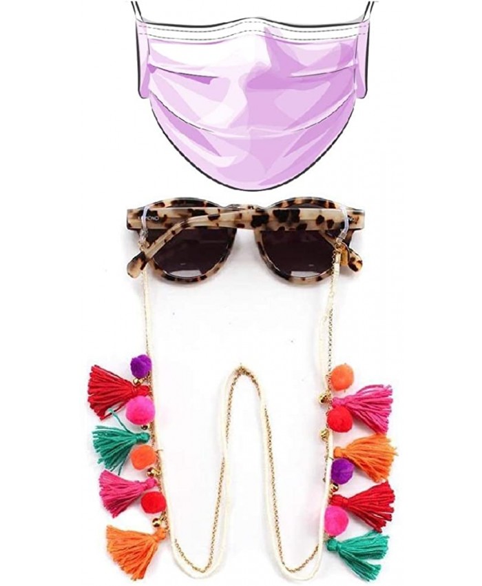 VINCHIC Colorful Beaded Eyeglass Chain Sunglass Holder Mask Lanyard Strap Eyeglass Necklace Chain Cord for Women boho tassel at  Women’s Clothing store