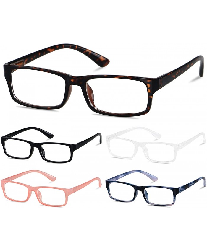 ANDWOOD Reading Glasses Blue Light Blocking Readers for Women Men 5 PACK Computer Eyewear with Spring Hinge