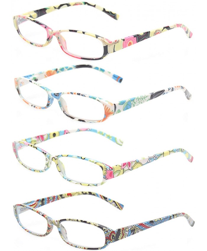 Reading Glasses 4 Fashion Women Eyeglasses With Floral Design Classic Spring Hinge Readers 2.50 4 Pack Mix Color