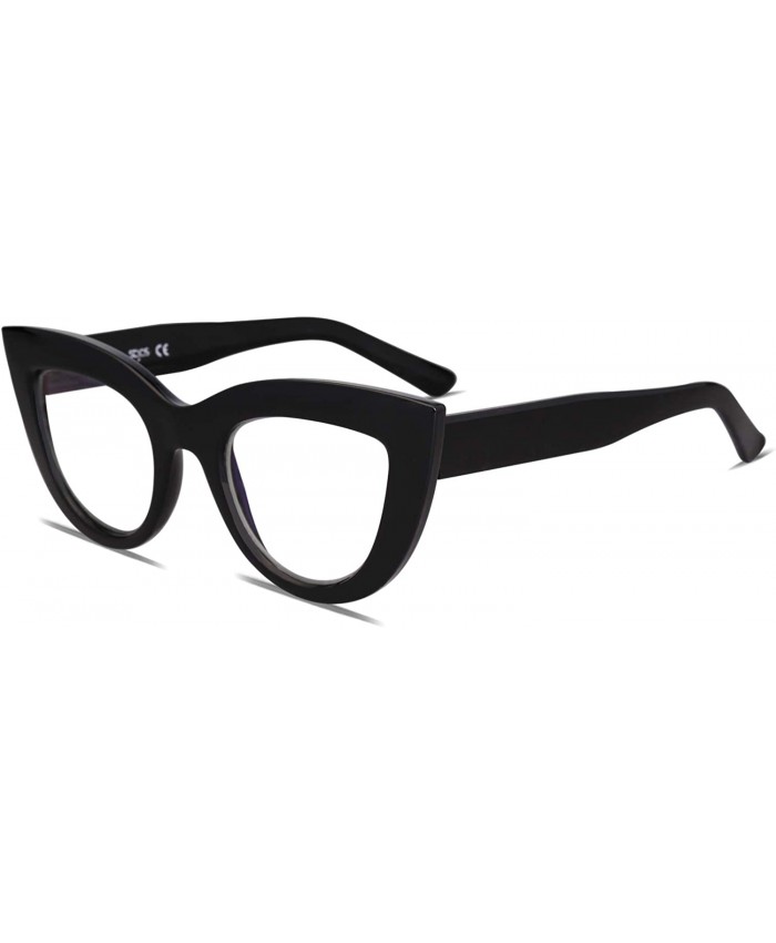 SOJOS Blue Light Blocking Glasses Retro Vintage Cateye Eyeglasses for Women Plastic Frame Hipster Party SJ5025 with Black Frame Anti-Blue light Lens