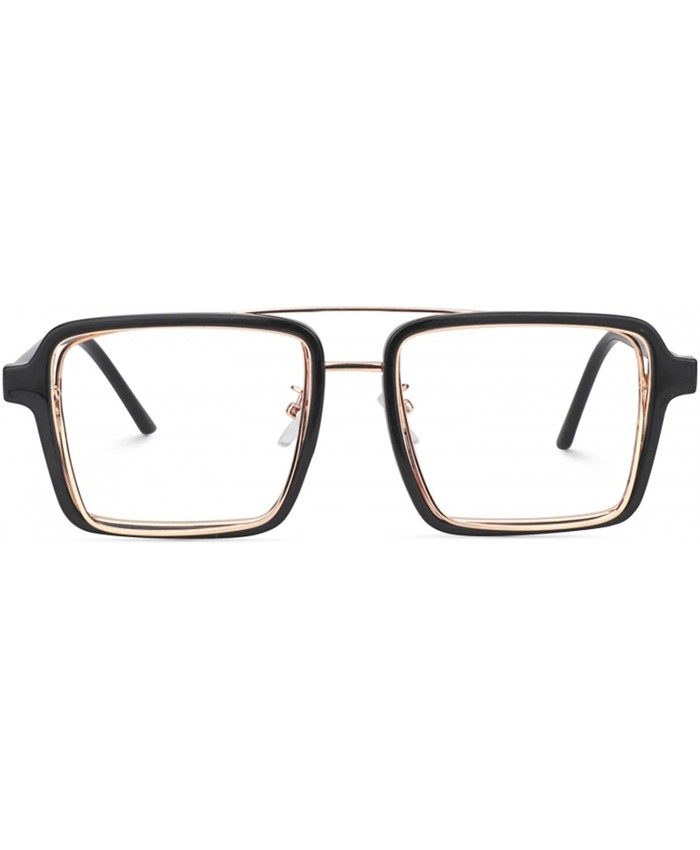 Zeelool Unisex Retro Aviator Glasses Frame with Clear Lenses Non-prescription Eyewear Nellie ZX0923-03 Black Gold