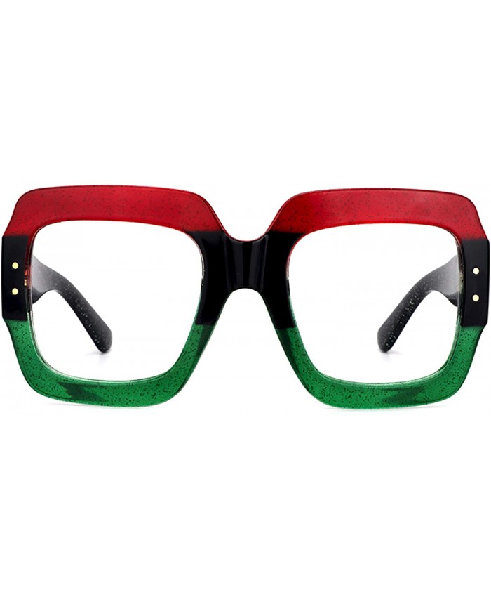 Zeelool Unisex Stylish Oversized Square Eyeglasses Frame with Non-prescription Clear Lenses Abigail VFP0169-01 Watermelon