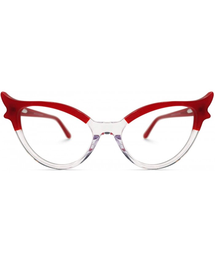 Zeelool Vintage Oversized Witchy Cat Eye Glasses Frame for Women with Clear Lens Judy VFP0158-02 Red